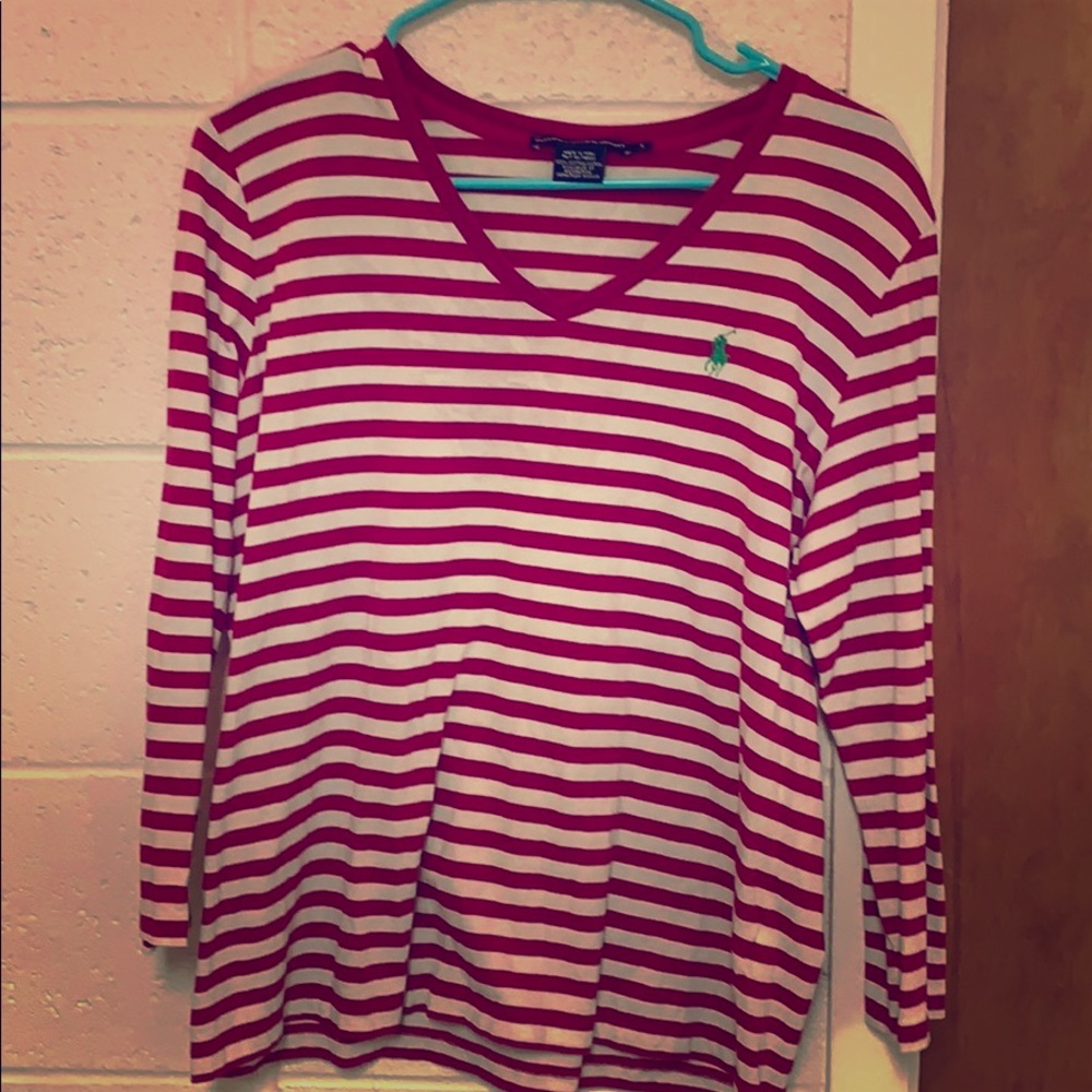 Ralph Lauren Sport pink and white long sleeve